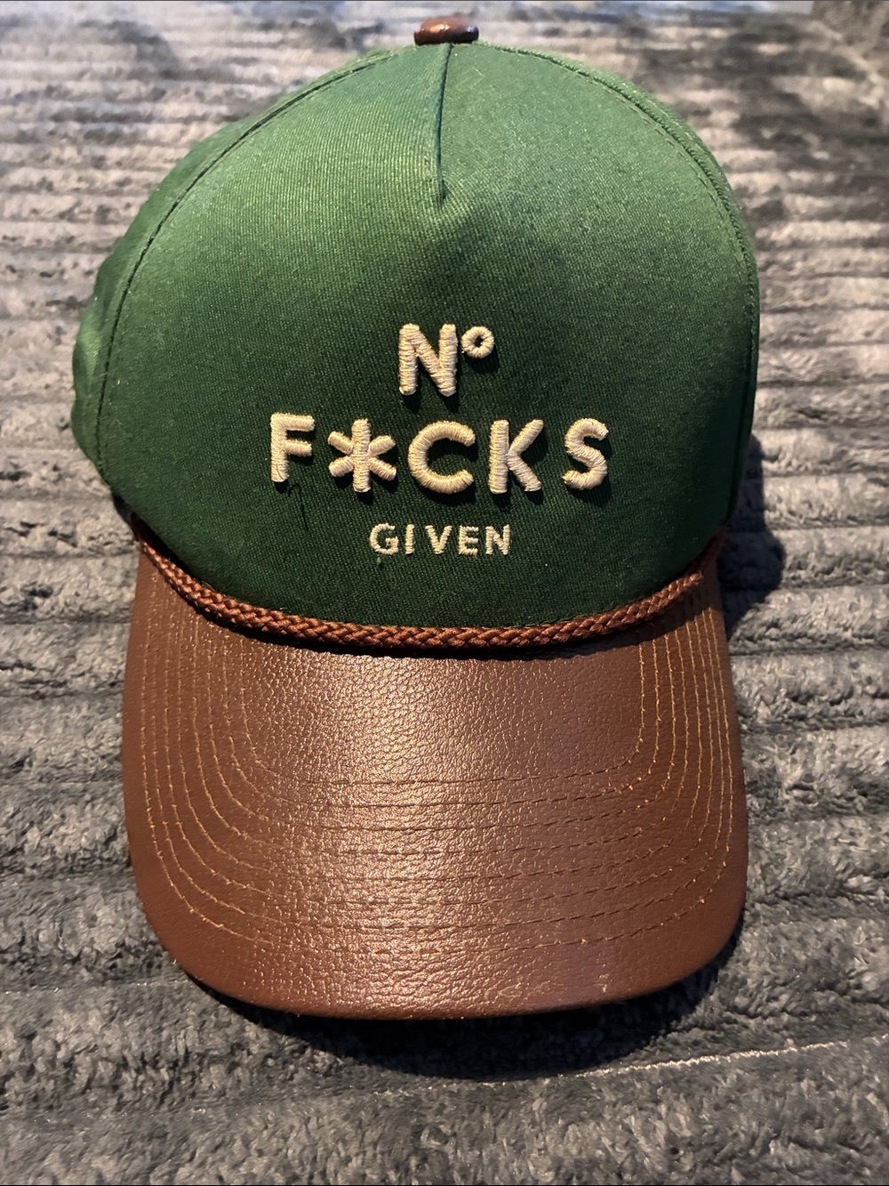 No F*cks Given Green and Brown Trucker Cap
